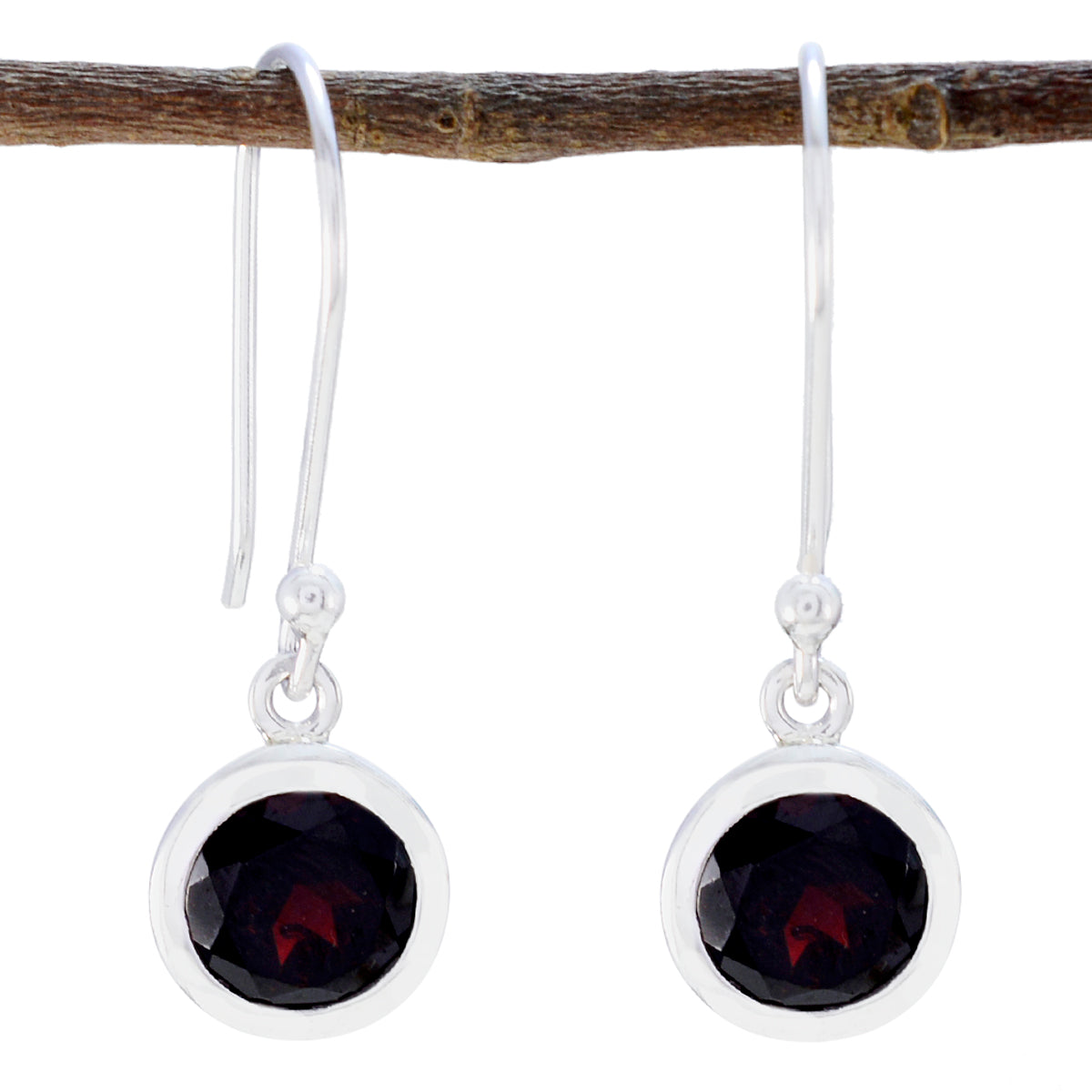 Garnet-Latin-American-Chloe-Solitaire-Dangle-Red-Silver-Earring
