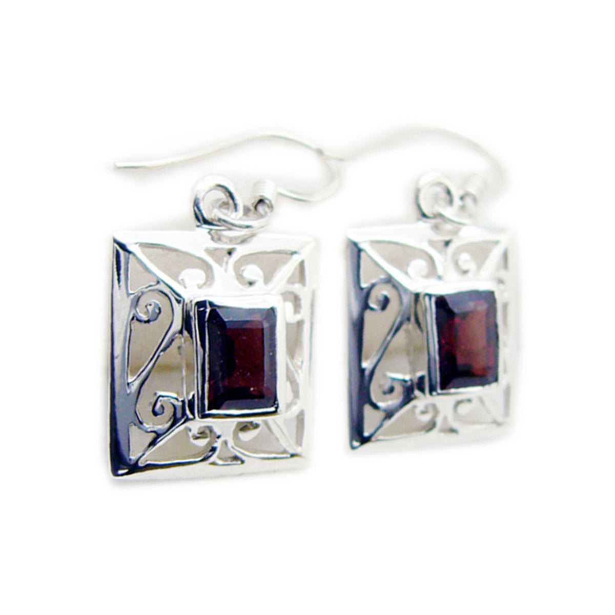 Garnet-Russian-Kennedy-Solitaire-Dangle-Red-92.5-Silver-Earring Hoofdafbeelding