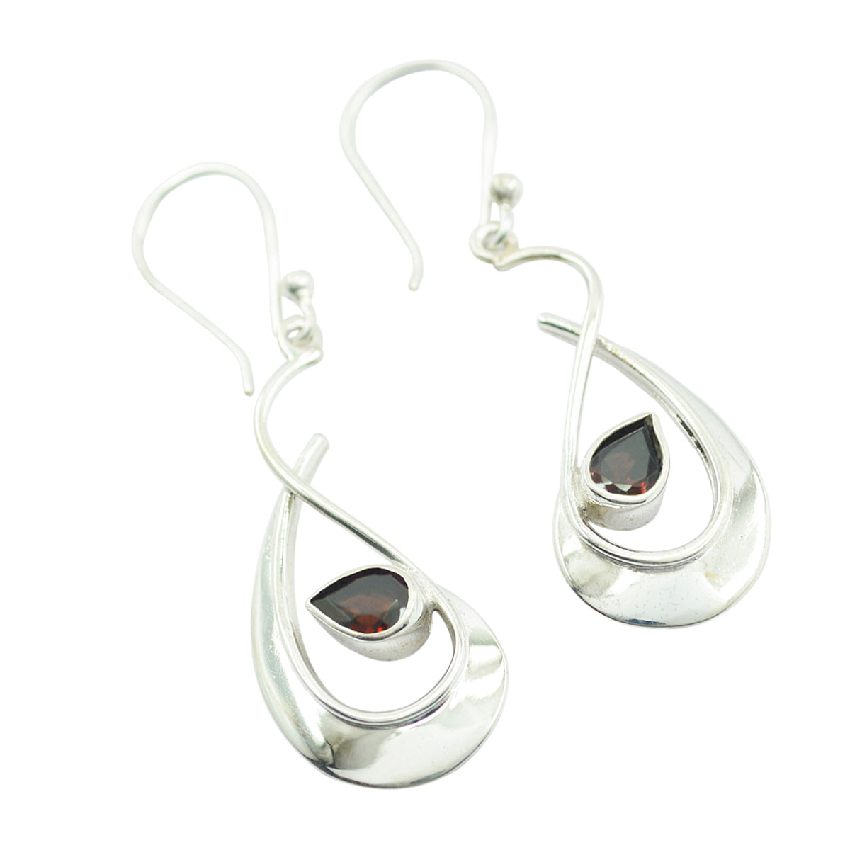 Garnet-American-Sofia-Solitaire-Dangle-Red-92.5-Silver-Earring