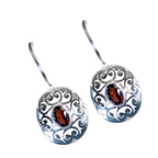 Garnet-Egyptian-Layla-Solitaire-Dangle-Red-Silver-Earring