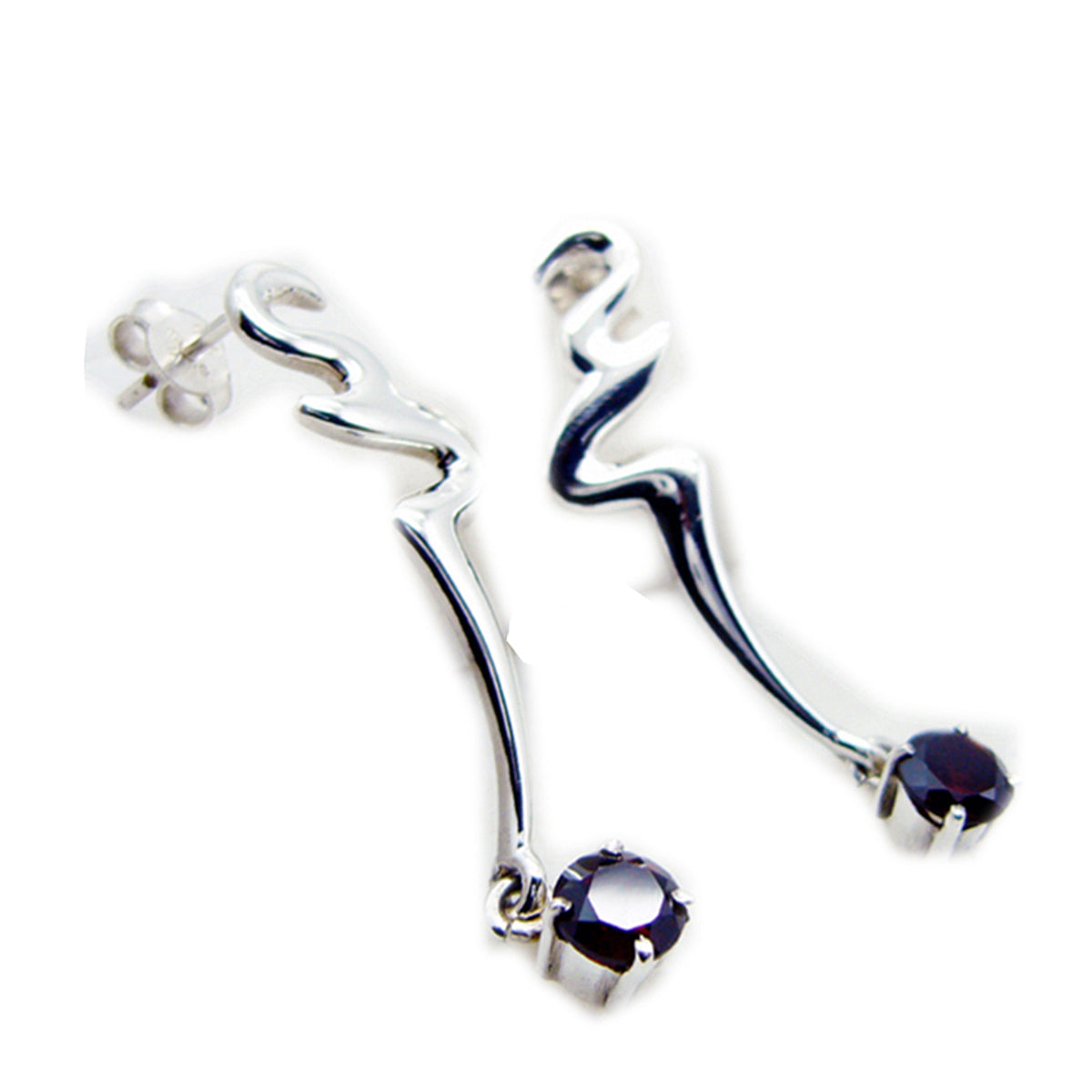 Granatkoreansk Leah Solitaire Dingelörhänge i rött 925 sterlingsilver Sekundär produktbild