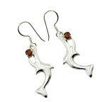 Garnet-Japanese-Lili-Solitaire-Dangle-Red-Silver-Earring