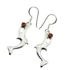 Garnet-Japanese-Lili-Solitaire-Dangle-Red-Silver-Earring