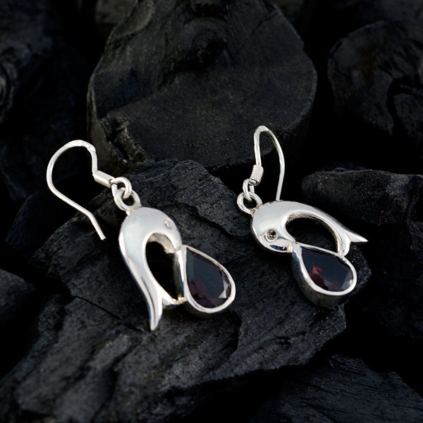 Garnet-Turkish-Lily-Solitaire-Dangle-Red-Sterling-Silver-Earring