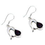 Garnet-Turkish-Lily-Solitaire-Dangle-Red-Sterling-Silver-Earring