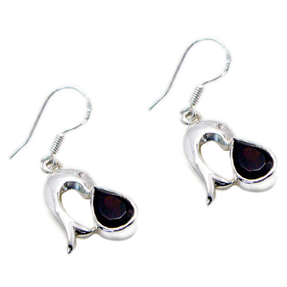 Garnet-Turkish-Lily-Solitaire-Dangle-Red-Sterling-Silver-Earring