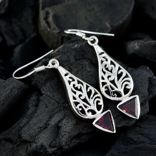 Garnet-Italian-Lucia-Solitaire-Dangle-Red-925-Silver-Earring