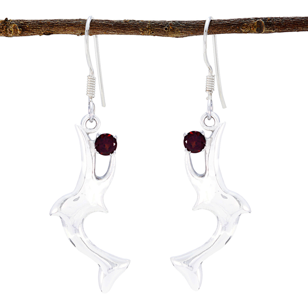 Garnet-Korean-Ying-Solitaire-Dangle-Red-92.5-Silver-Earring Main image