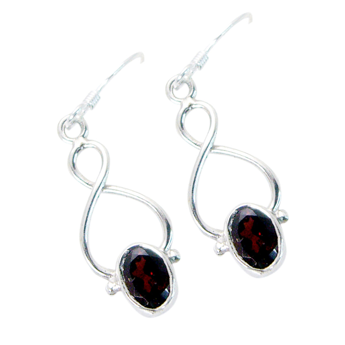 Garnet-Middle-Eastern-Lucy-Solitaire-Dangle-Red-925-Silver-Earring
