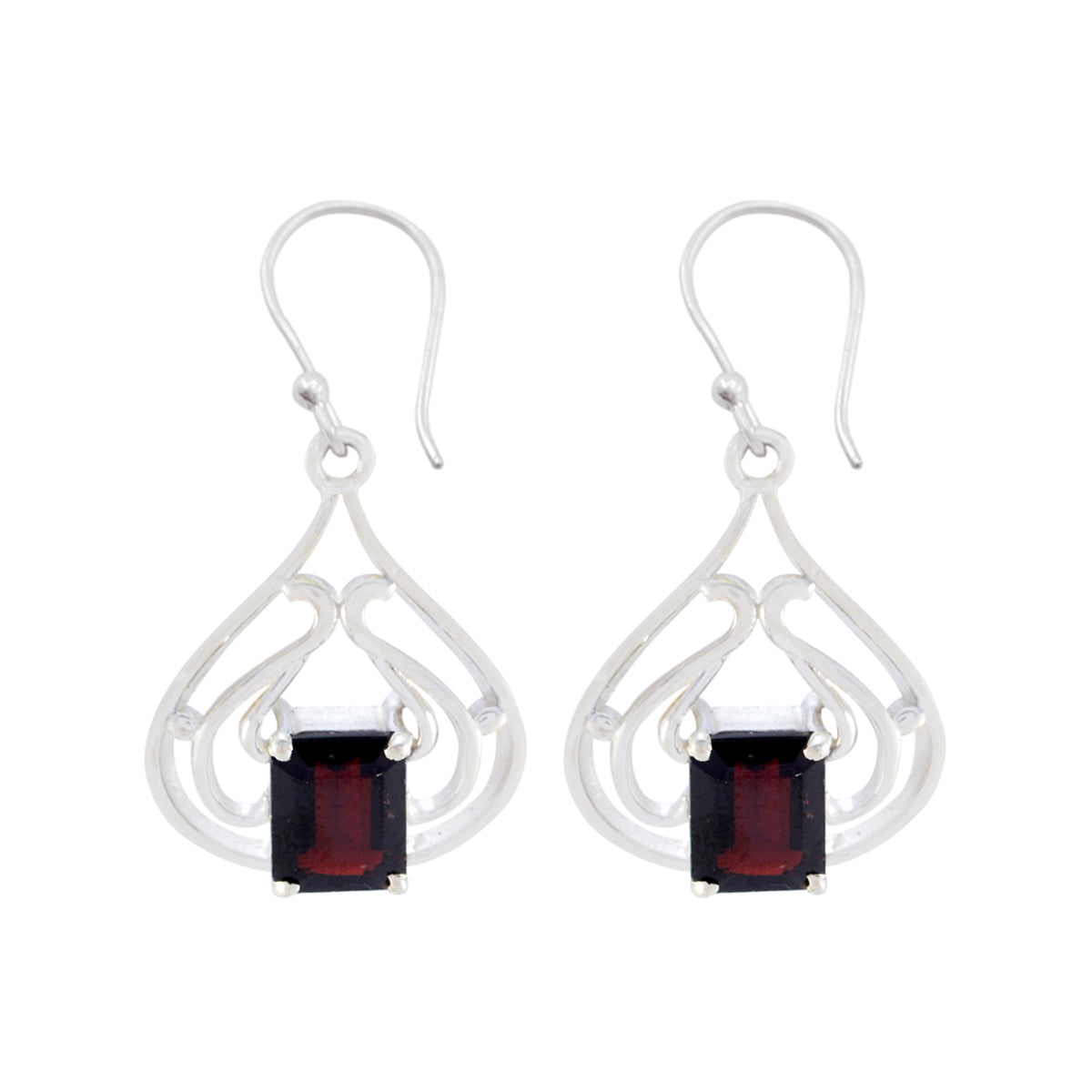 Garnet-Mexican-Luna-Solitaire-Dangle-Red-925-Sterling-Silver-Earring Huvudsaklig produktbild