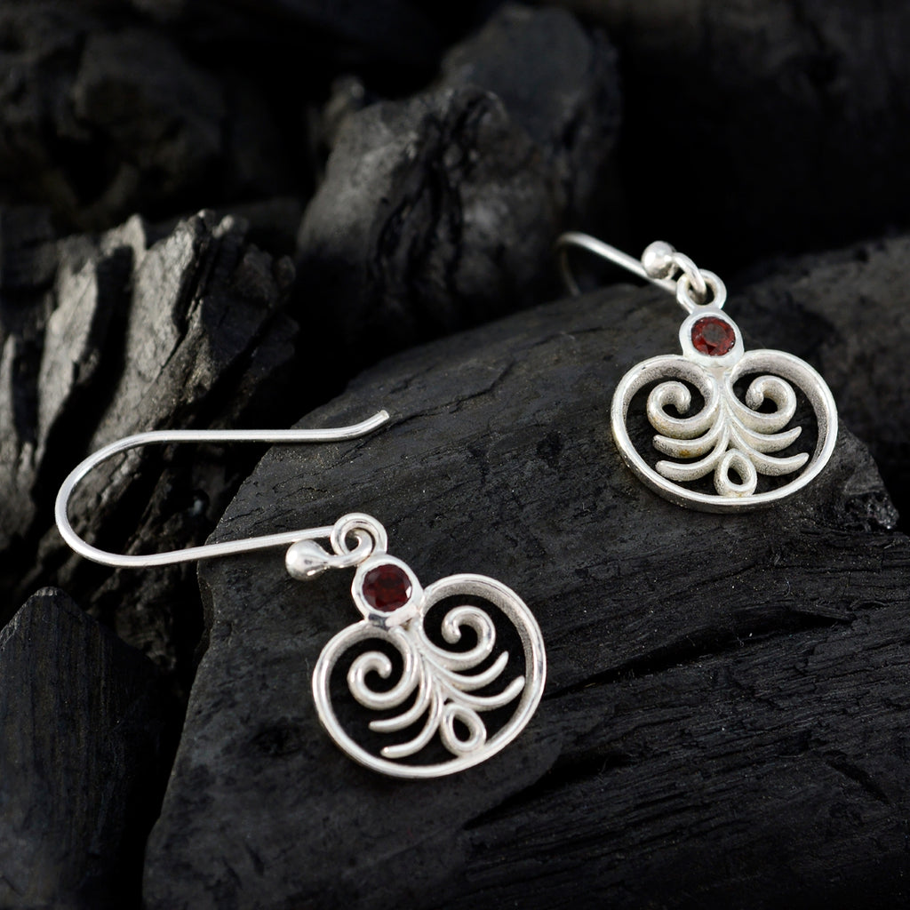 Garnet-Australian-Marie-Solitaire-Dangle-Red-925-Silver-Earring