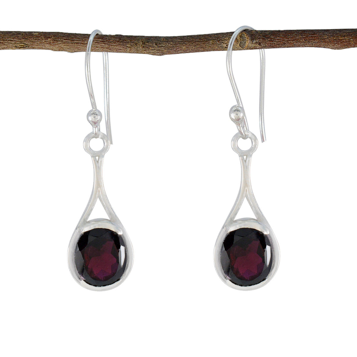Garnet-Italian-Camila-Solitaire-Dangle-Red-925-Sterling-Silver-Earring Image principale du produit