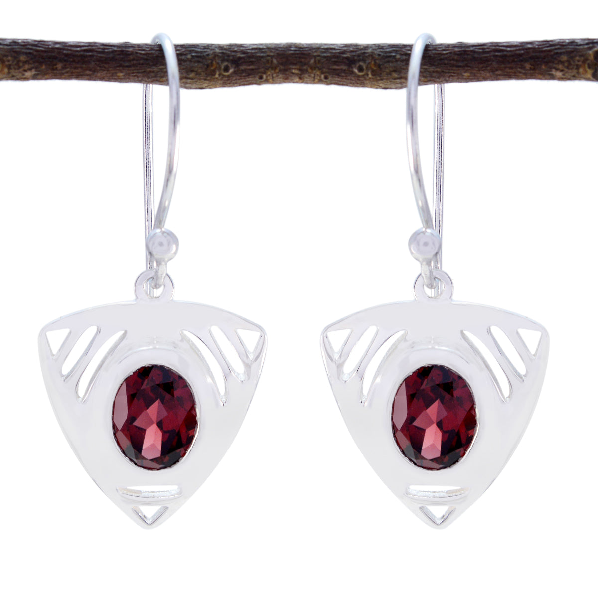 Garnet-Spanish-Mathilde-Solitaire-Dangle-Red-92.5-Silver-Earring Главное изображение товара
