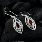 Garnet-Egyptian-Ida-Solitaire-Dangle-Red-925-Silver-Earring