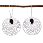 Garnet-Latin-American-Maya-Solitaire-Dangle-Red-Sterling-Silver-Earring