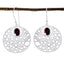 Garnet-Latin-American-Maya-Solitaire-Dangle-Red-Sterling-Silver-Earring