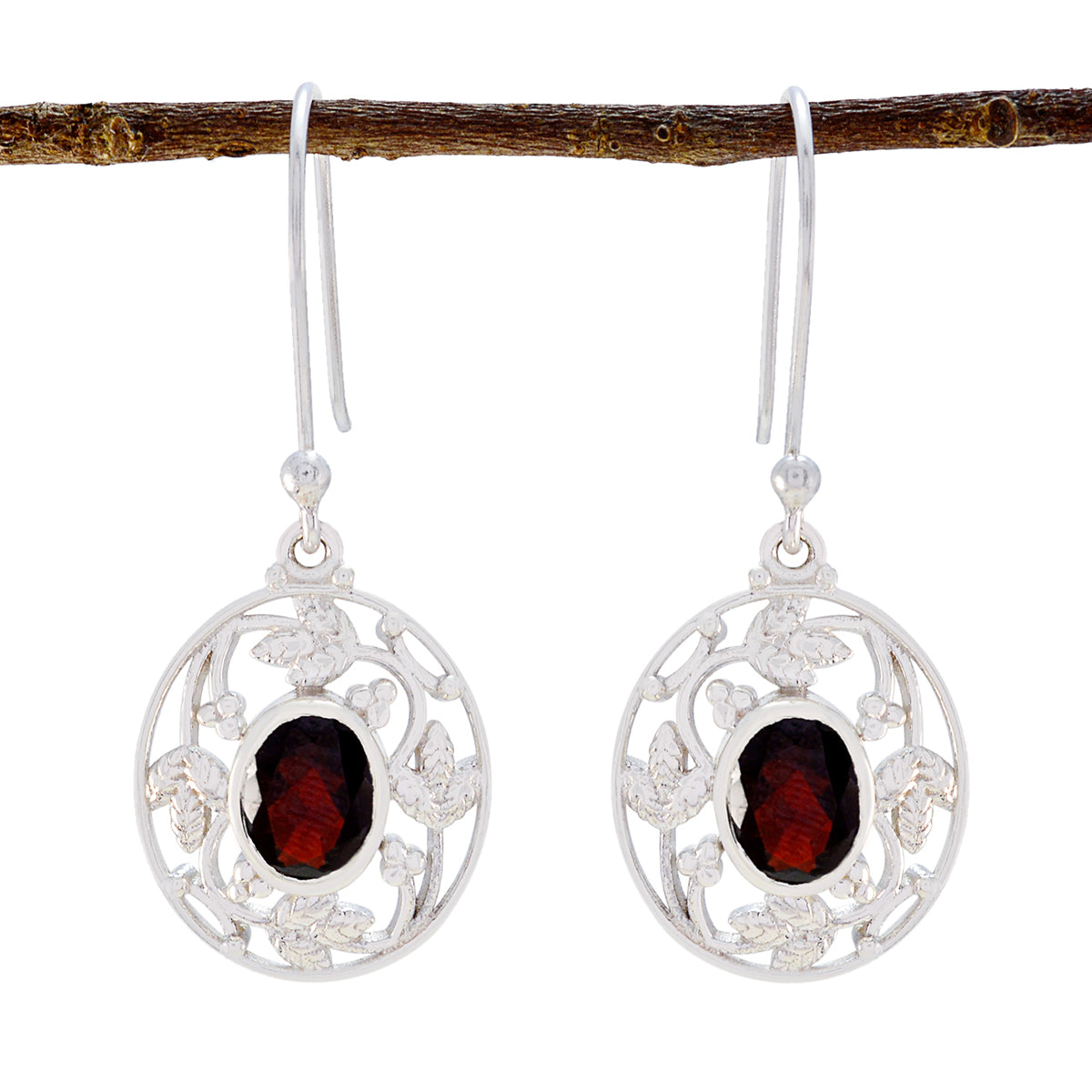 Garnet-Italian-Isabelle-Solitaire-Dangle-Red-925-Sterling-Silver-Earring