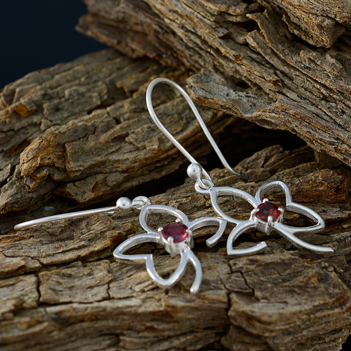 Garnet-Egyptian-Nova-Solitaire-Dangle-Red-925-Sterling-Silver-Earring