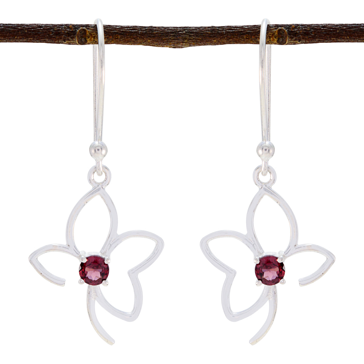 Garnet-Egyptian-Nova-Solitaire-Dangle-Red-925-Sterling-Silver-Earring Image principale du produit