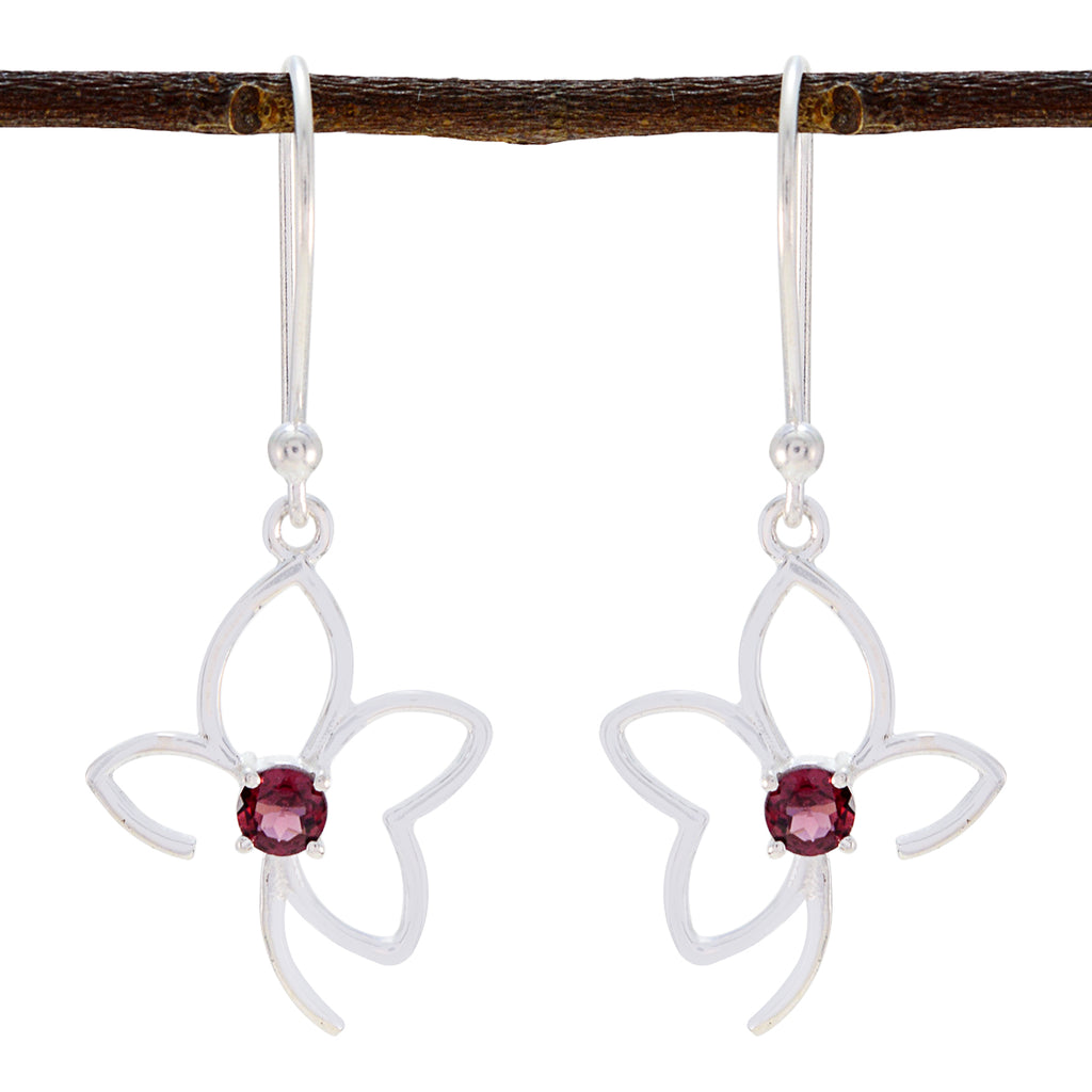 Garnet-Egyptian-Nova-Solitaire-Dangle-Red-925-Sterling-Silver-Earring