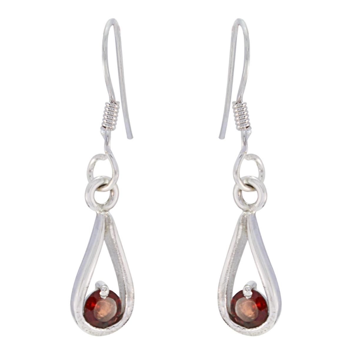 Garnet-African-Laura-Solitaire-Dangle-Red-925-Sterling-Silver-Earring Immagine principale del prodotto