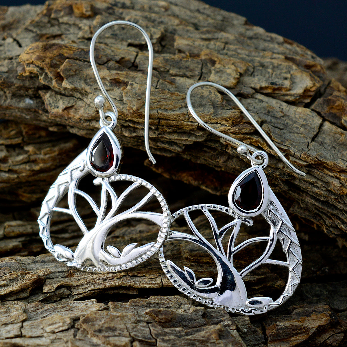 Garnet-Mexican-Scarlett-Solitaire-Dangle-Red-Sterling-Silver-Earring