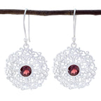 Garnet-Australian-Maya-Solitaire-Dangle-Red-Sterling-Silver-Earring