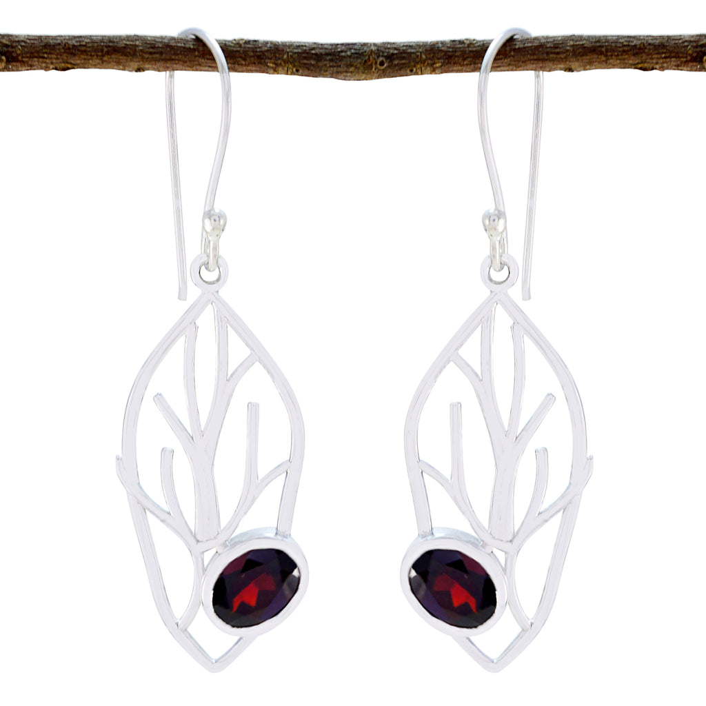 Garnet-Russian-Nova-Solitaire-Dangle-Red-925-Silver-Earring