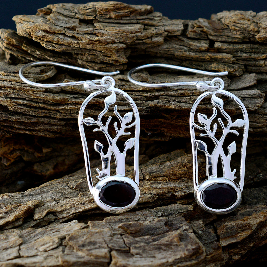 Garnet-Japanese-Sarah-Solitaire-Dangle-Red-925-Silver-Earring