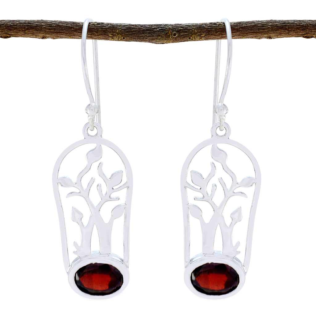 Garnet-Japanese-Sarah-Solitaire-Dangle-Red-925-Silver-Earring