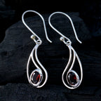 Garnet-Latin-American-Sophia-Solitaire-Dangle-Red-Silver-Earring