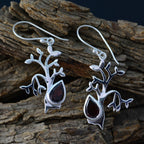 Garnet-French-Stella-Solitaire-Dangle-Red-925-Silver-Earring