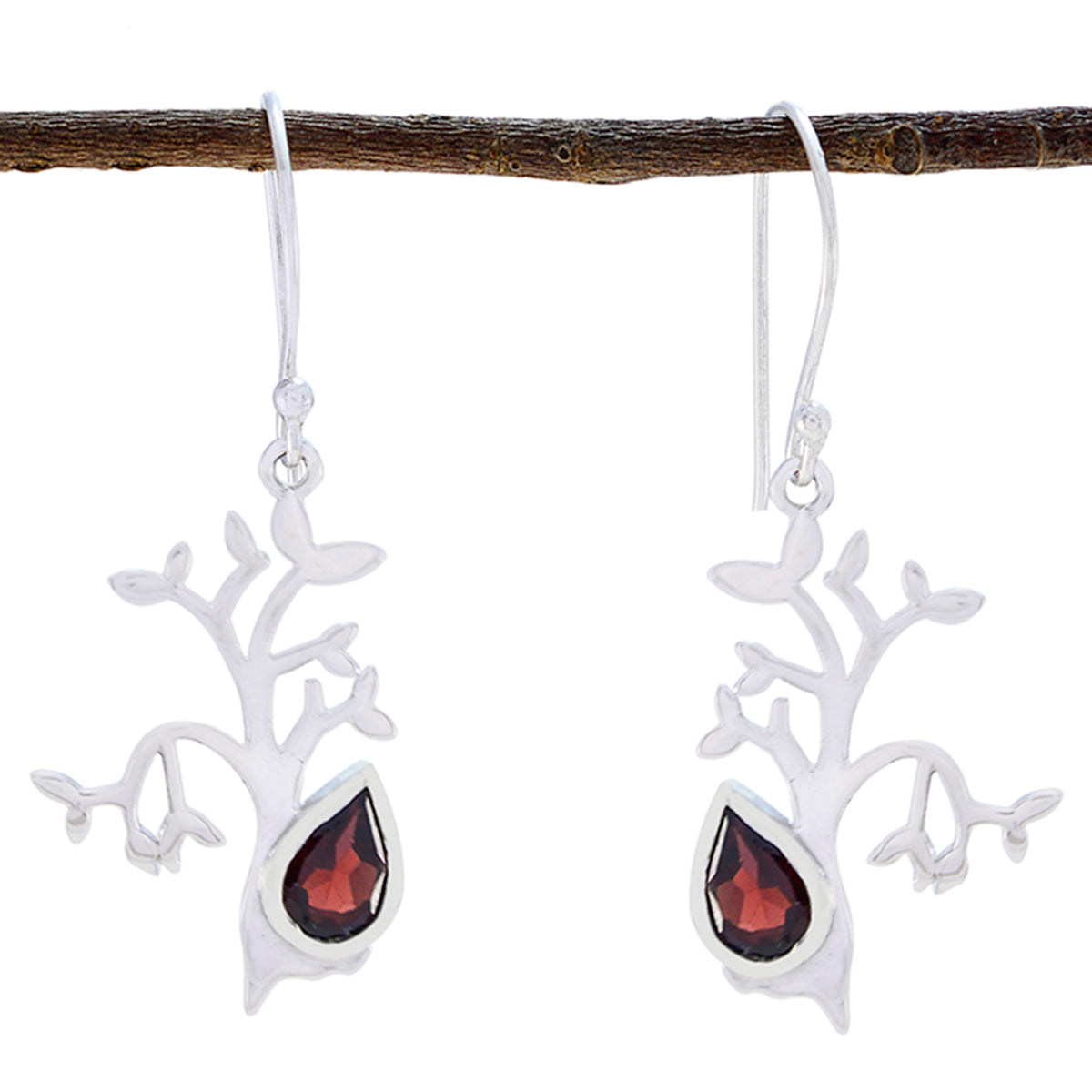 Garnet-French-Stella-Solitaire-Dangle-Red-925-Silver-Earring Image principale du produit