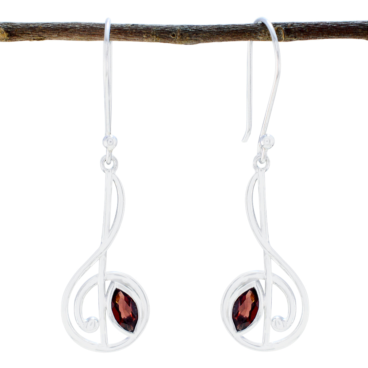 Garnet-African-Tereza-Solitaire-Dangle-Red-Silver-Earring Immagine principale del prodotto