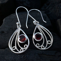 Garnet-Moroccan-Yasmine-Solitaire-Dangle-Red-925-Sterling-Silver-Earring