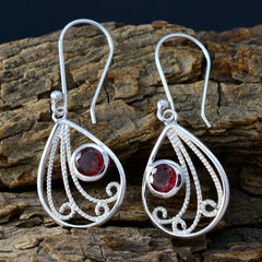 Garnet-Moroccan-Yasmine-Solitaire-Dangle-Red-925-Sterling-Silver-Earring