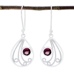 Garnet-Moroccan-Yasmine-Solitaire-Dangle-Red-925-Sterling-Silver-Earring