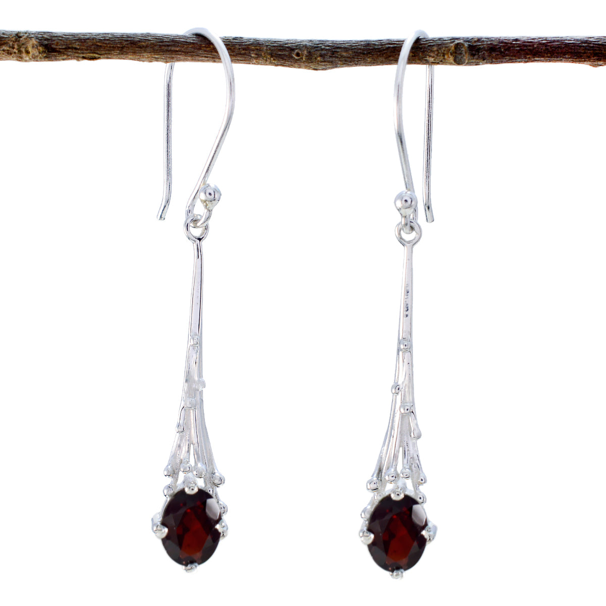 Garnet-Russian-Ella-Solitaire-Dangle-Red-925-Silver-Earring