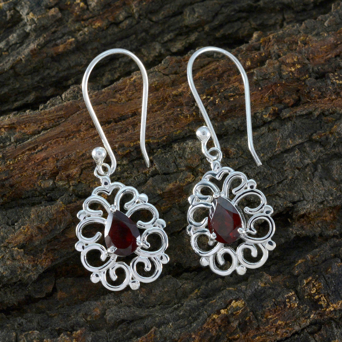 Garnet-Australian-Mila-Solitaire-Dangle-Red-925-Sterling-Silver-Earring