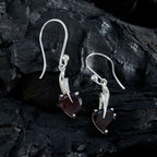 Garnet-Latin-American-Nella-Solitaire-Dangle-Red-925-Silver-Earring