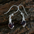 Garnet-Latin-American-Nella-Solitaire-Dangle-Red-925-Silver-Earring