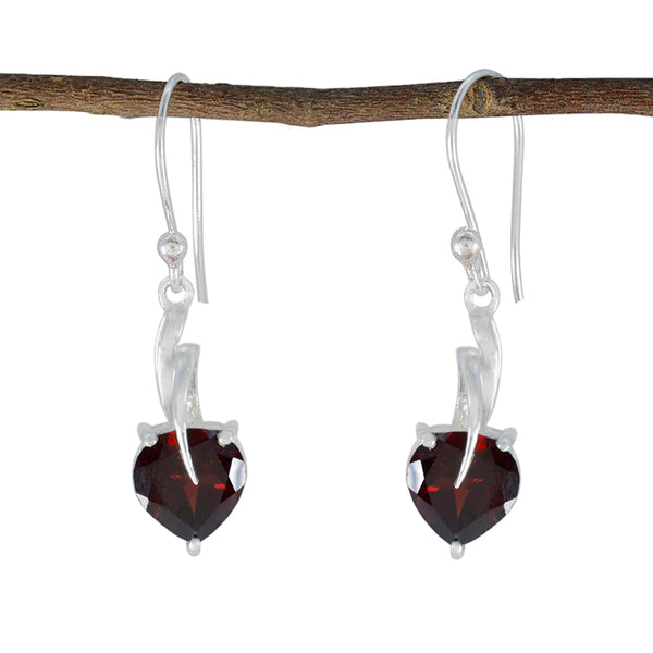 Garnet-Latin-American-Nella-Solitaire-Dangle-Red-925-Silver-Earring