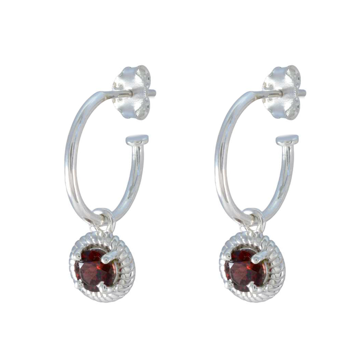 Garnet-African-Olivia-Solitaire-Dangle-Red-92.5-Silver-Earring Immagine principale del prodotto