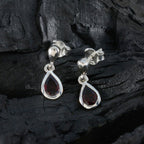 Garnet-Egyptian-Aiko-Solitaire-Stud-Red-Silver-Earring