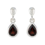 Garnet-Egyptian-Aiko-Solitaire-Stud-Red-Silver-Earring