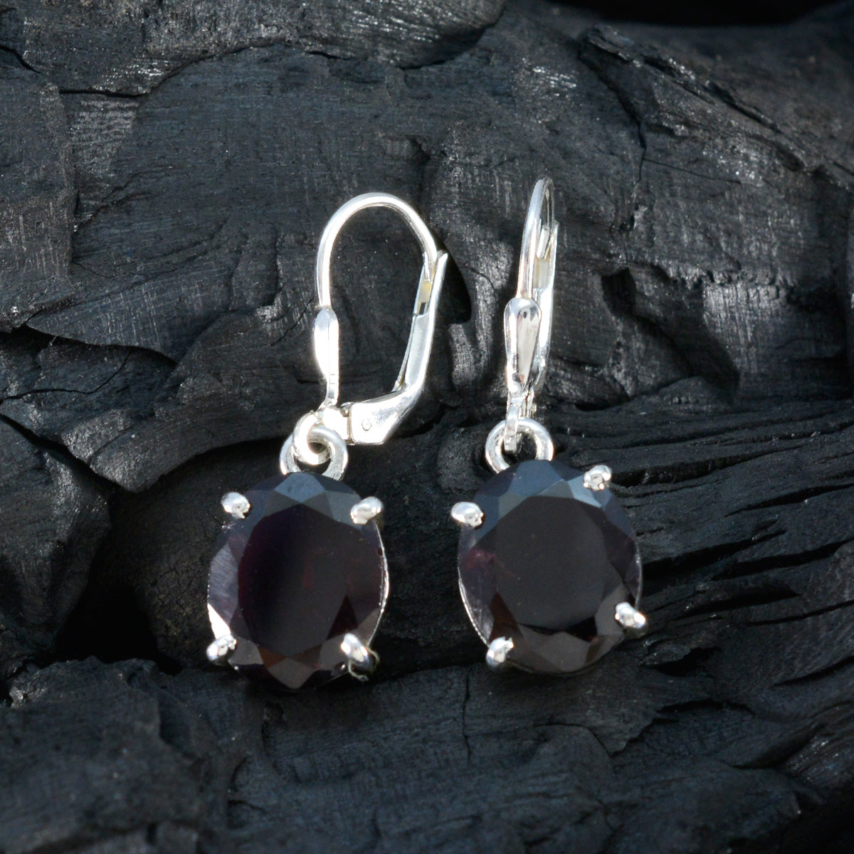 Garnet-Egyptian-Yasmin-Solitaire-Dangle-Red-925-Sterling-Silver-Earring