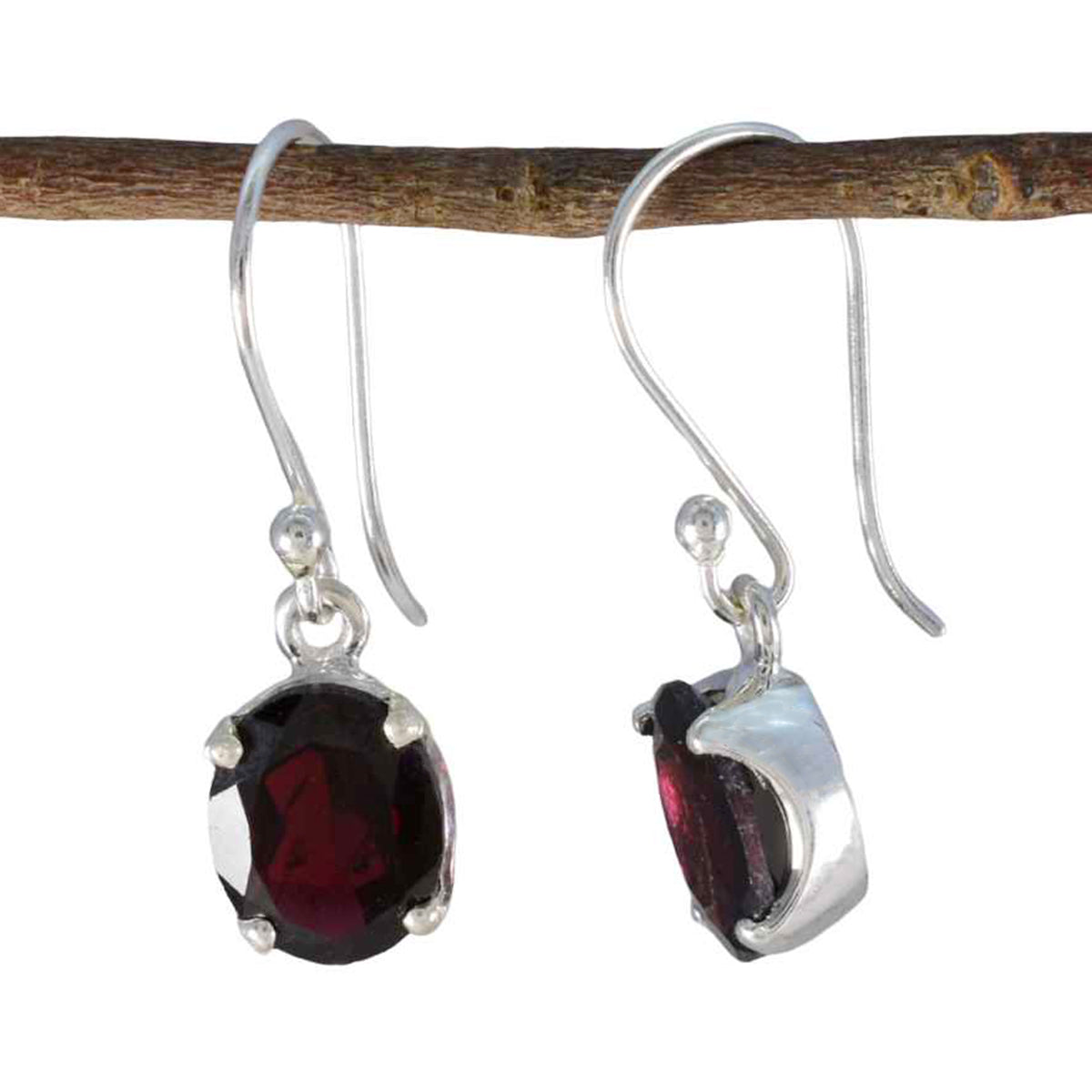 Garnet-American-Yasmine-Solitaire-Dangle-Red-Silver-Earring