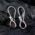 Garnet-Australian-Chen-Solitaire-Dangle-Red-Silver-Earring