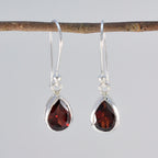 Garnet-Australian-Chen-Solitaire-Dangle-Red-Silver-Earring