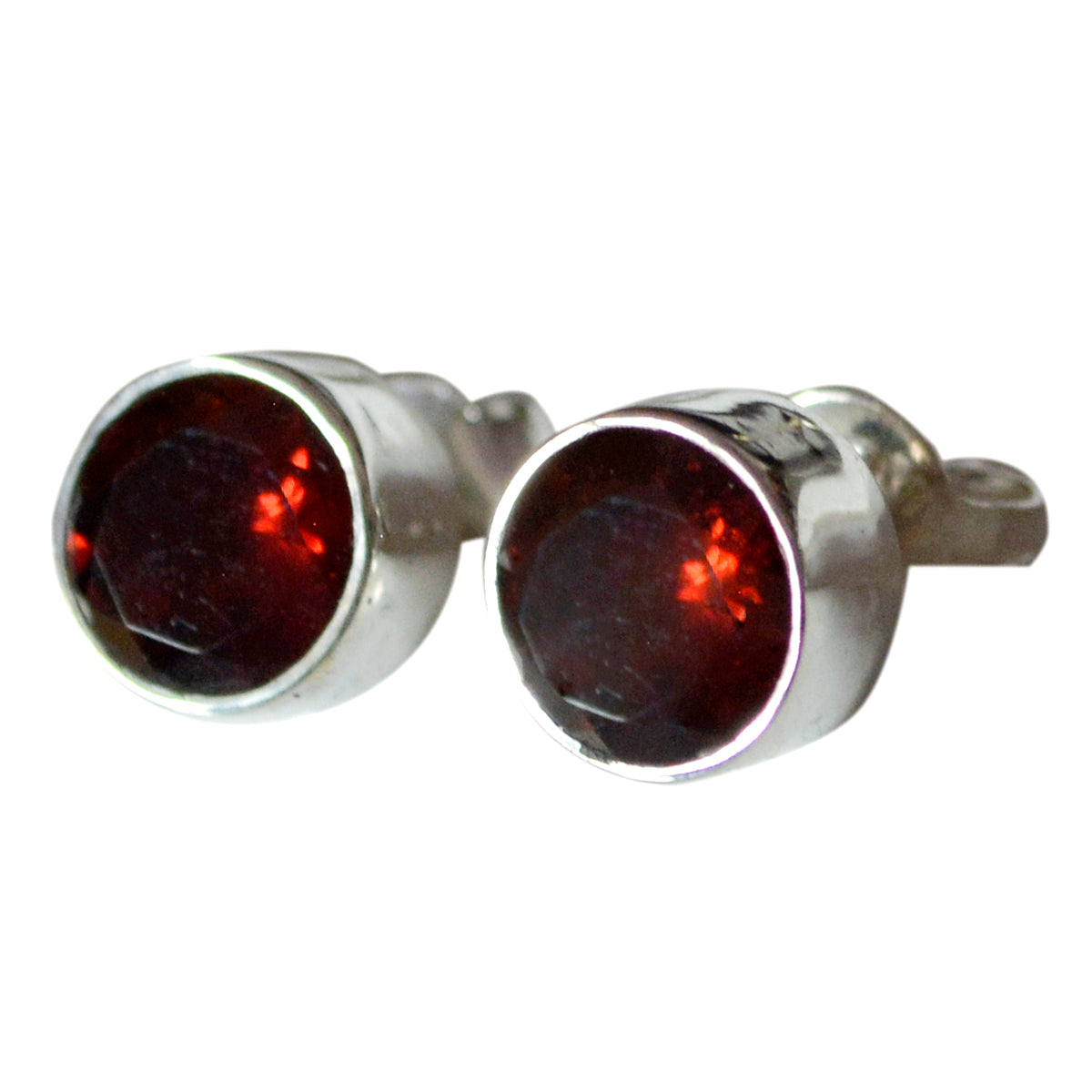 Garnet-Korean-Zoe-Solitaire-Stud-Red-925-Sterling-Silver-Earring